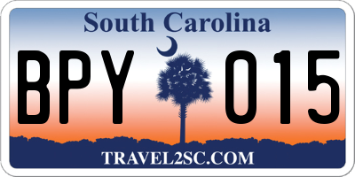 SC license plate BPY015