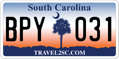 SC license plate BPY031
