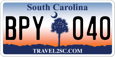 SC license plate BPY040