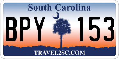 SC license plate BPY153
