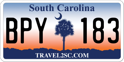 SC license plate BPY183