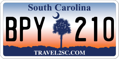 SC license plate BPY210