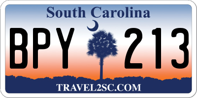 SC license plate BPY213