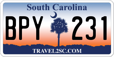 SC license plate BPY231