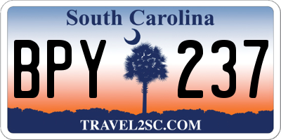 SC license plate BPY237