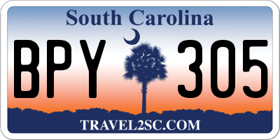 SC license plate BPY305