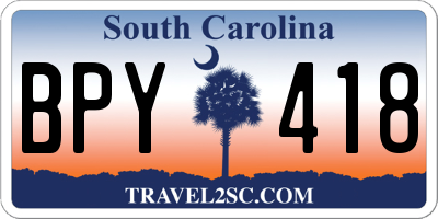 SC license plate BPY418