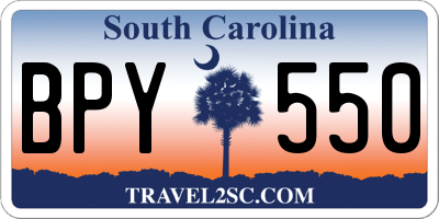 SC license plate BPY550