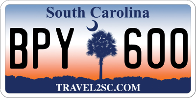 SC license plate BPY600