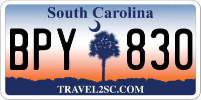 SC license plate BPY830