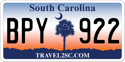 SC license plate BPY922