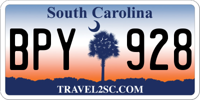 SC license plate BPY928