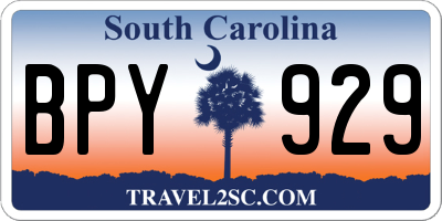 SC license plate BPY929