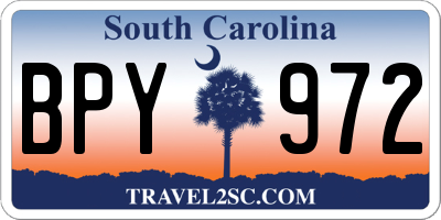 SC license plate BPY972
