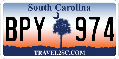 SC license plate BPY974