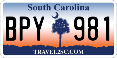 SC license plate BPY981
