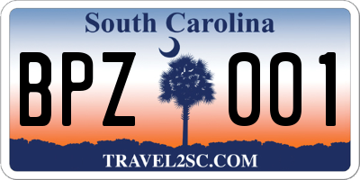 SC license plate BPZ001