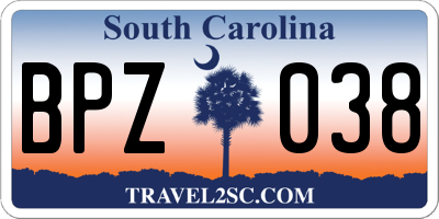 SC license plate BPZ038