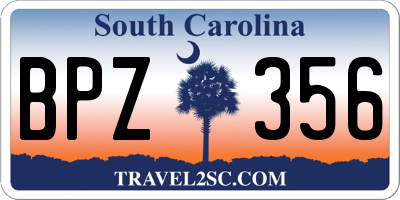 SC license plate BPZ356