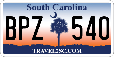 SC license plate BPZ540