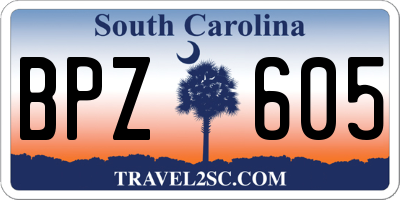 SC license plate BPZ605