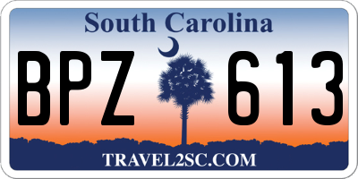 SC license plate BPZ613