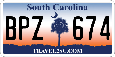 SC license plate BPZ674