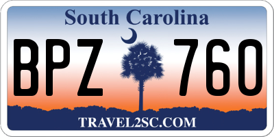 SC license plate BPZ760
