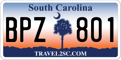 SC license plate BPZ801