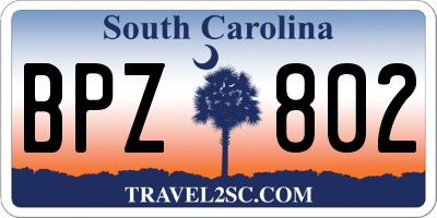 SC license plate BPZ802