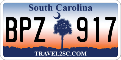 SC license plate BPZ917