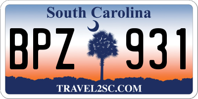 SC license plate BPZ931
