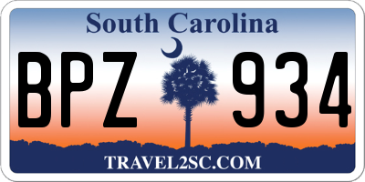 SC license plate BPZ934