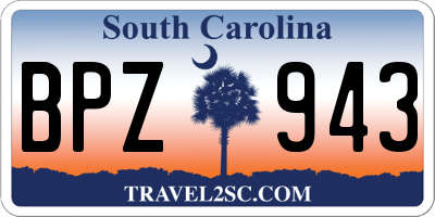 SC license plate BPZ943