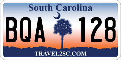 SC license plate BQA128