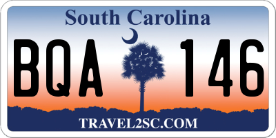 SC license plate BQA146