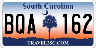 SC license plate BQA162