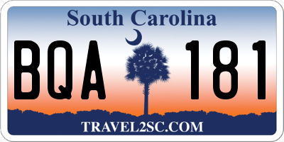 SC license plate BQA181