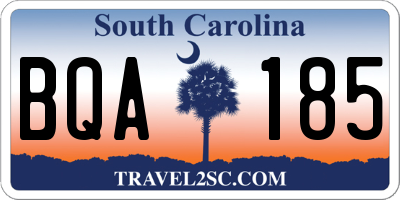 SC license plate BQA185