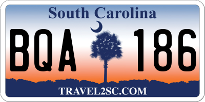 SC license plate BQA186
