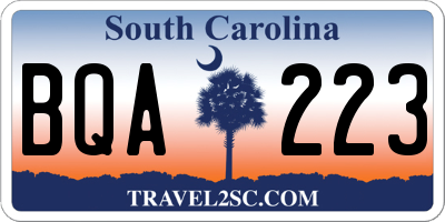 SC license plate BQA223