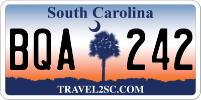 SC license plate BQA242