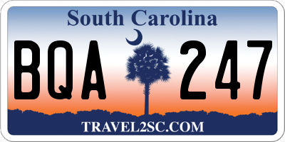 SC license plate BQA247