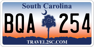 SC license plate BQA254