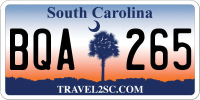 SC license plate BQA265