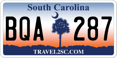 SC license plate BQA287
