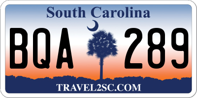 SC license plate BQA289