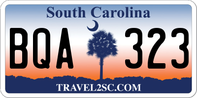 SC license plate BQA323