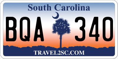 SC license plate BQA340