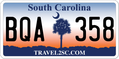 SC license plate BQA358